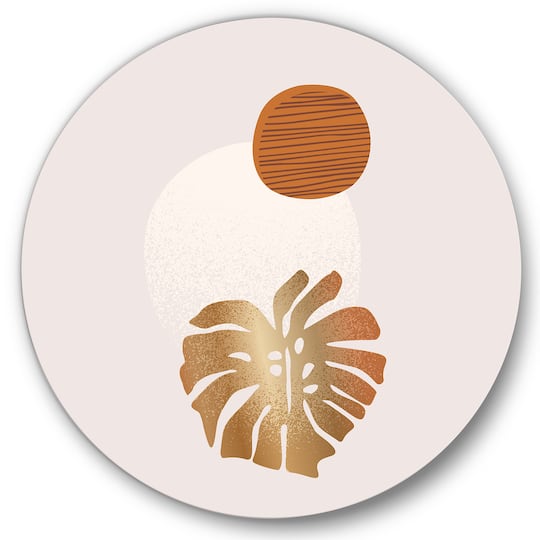 Designart - Tropical Palm Leaf & Abstract Geometry Shapes II - Modern Metal Circle Wall Art
